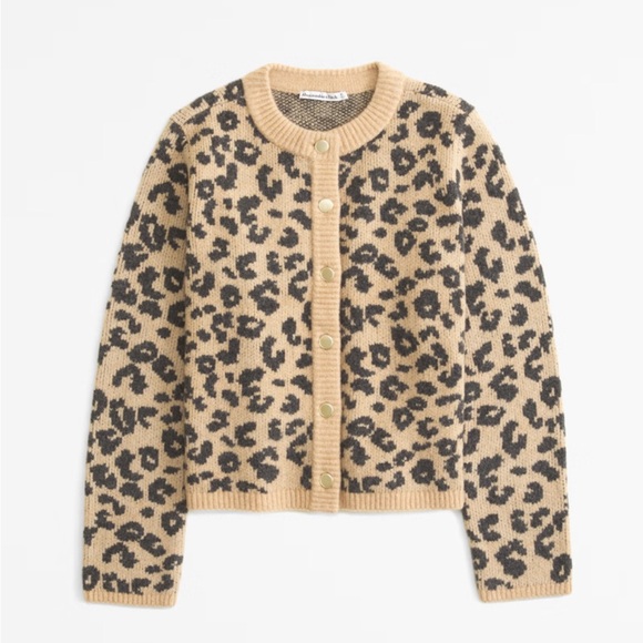 Abercrombie Leopard Print Crew Cardigan - Picture 3 of 6